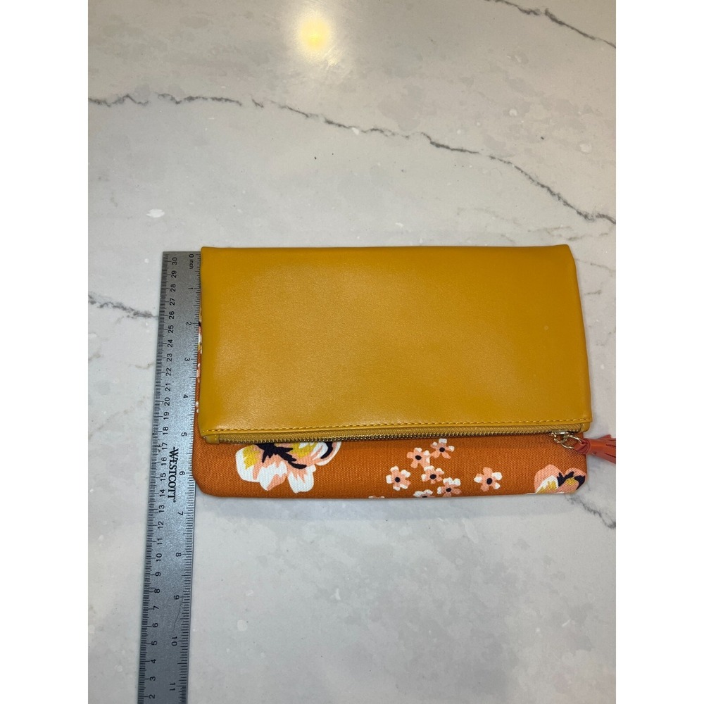 Rachel Pally "Zahara" Orange Floral Print Zipper Reversible Clutch Bag Purse - Picture 5 of 5